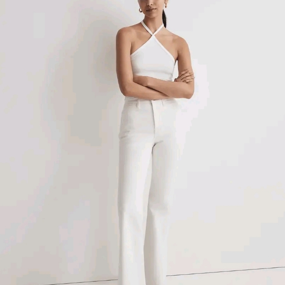 Madewell The Perfect Vintage Flare Jeans in Tile White size 30